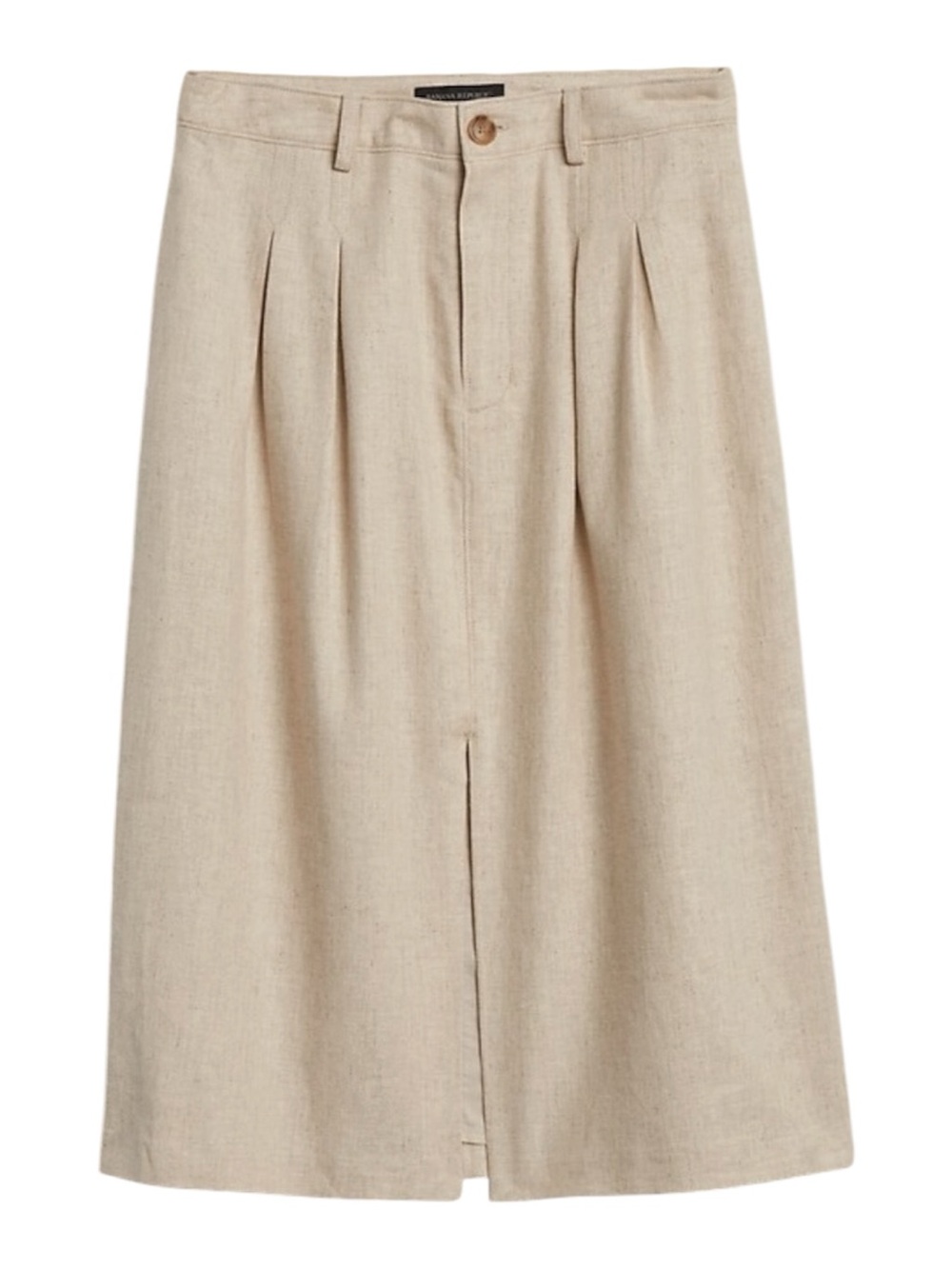 Banana Republic Factory Linen-Blend Herringbone Midi Skirt in Beige 10
